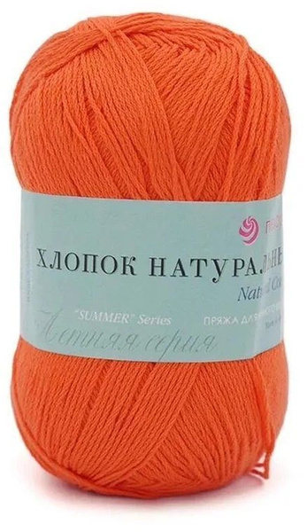 Пряжа Пехорка хлопок натуральный цвет 284 (оранжевый) - 3 мотка ...