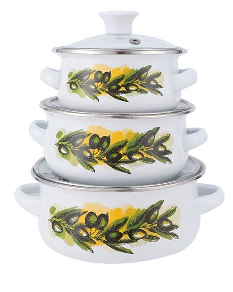 Набор кастрюль KELLI, Эмалированная сталь, 0,5 л, 0,7 л, 1,1 л - купить ...