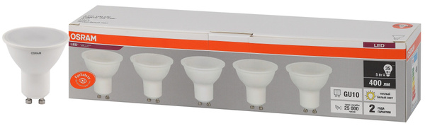 Лампочка светодиодная GU 10 OSRAM LED Value PAR16, софит, 400 лм, 5 Вт ...