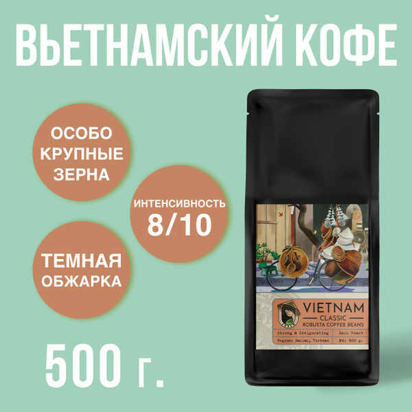 Вьетнамский кофе в зернах ANNAM Classic, темная обжарка, 500г - купить ...