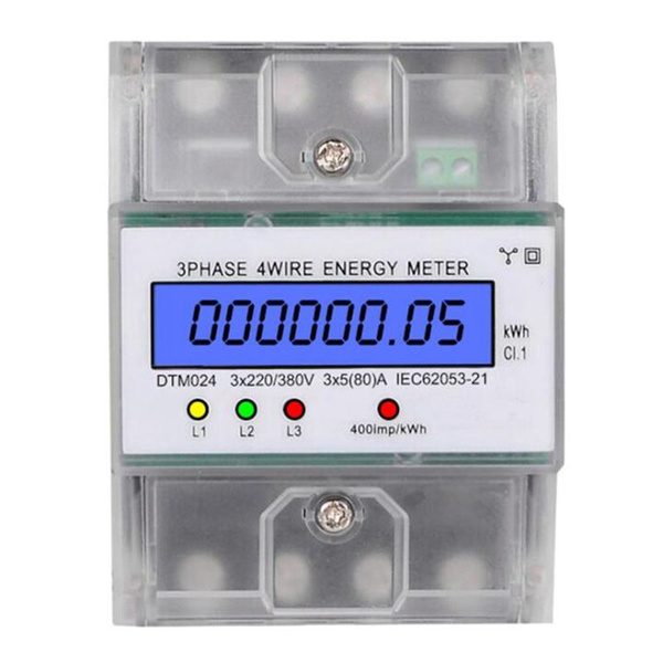 3-фазный 4-проводный счетчик 220 / 380V 5-80A Потребление энергии KWh ...