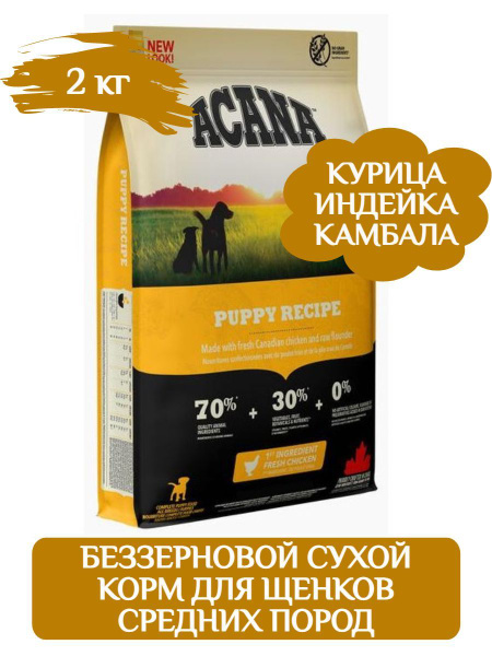 ACANA PUPPY&JUNIOR Беззерновой корм для щенков средних пород, 2кг ...