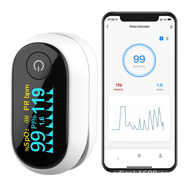 Пульсоксиметр Bluetooth на кончике пальца, монитор насыщения крови ...
