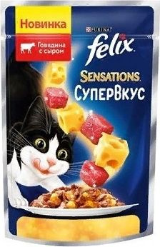 Корм для кошек влажный Felix / Феликс Sensations СуперВкус для взрослых ...