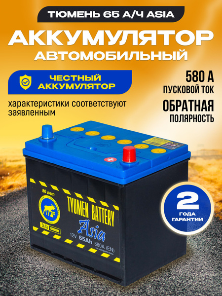 Аккумулятор автомобильный Тюменский аккумуляторный завод Asia Тюмень_65 ...