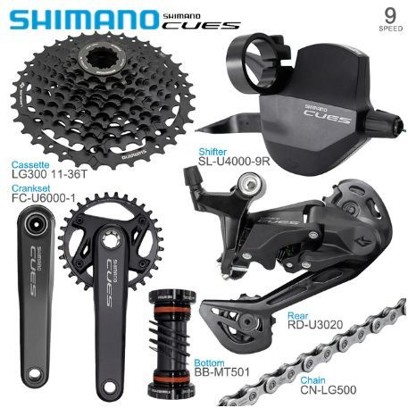 Групповой набор SHIMANO CUES U4000 Велосипедный комплект MTB,LG300 9S ...