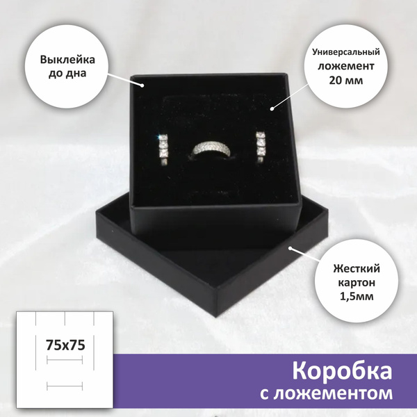 Подарочная ювелирная коробка 75х75х37 мм, черная, 24 шт. - купить по ...
