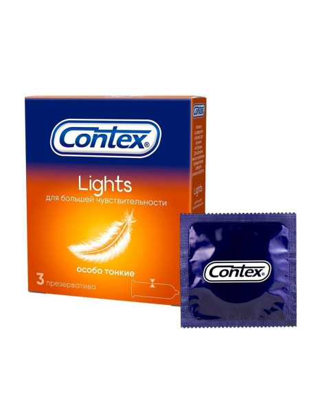 Презервативы 3 штуки Contex Lights особо тонкие, КОНТЕКС особо тонкие ...