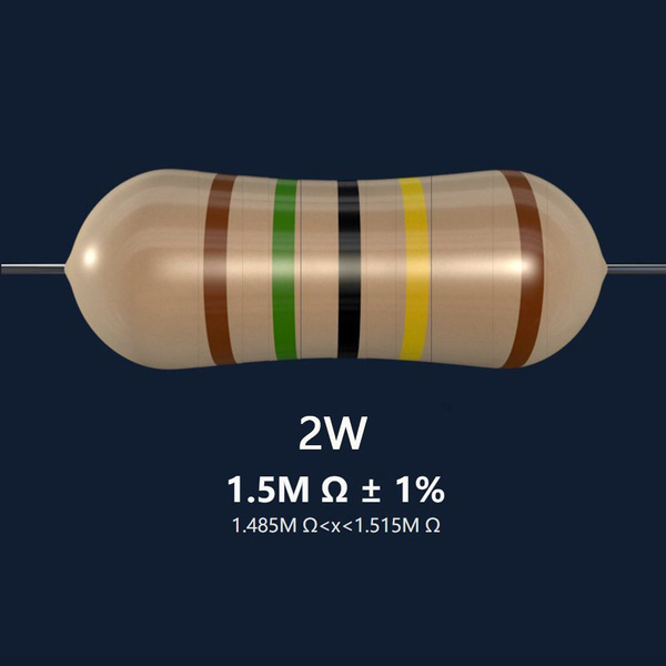 Металлопленочный резистор, номинал сопротивления 1.5M Ом, точность 1% ...