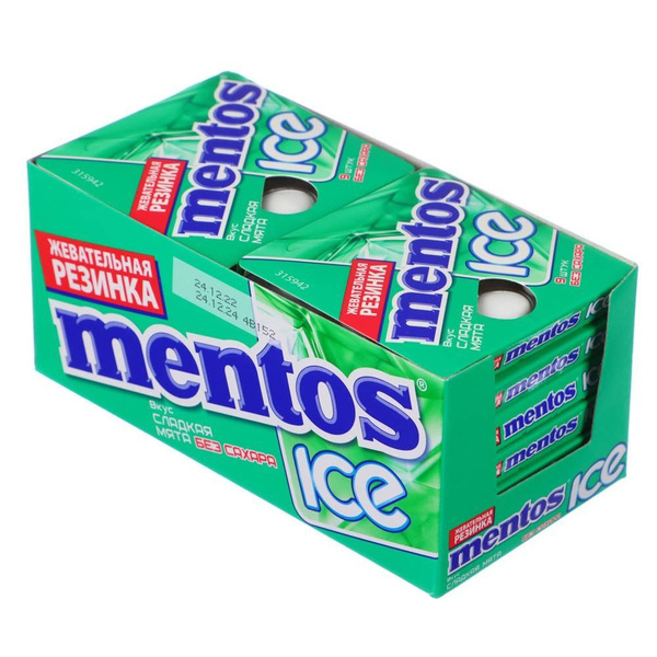 Жевательная резинка Mentos Ice Сладкая мята (Ментос айс), 12 шт по 12г ...