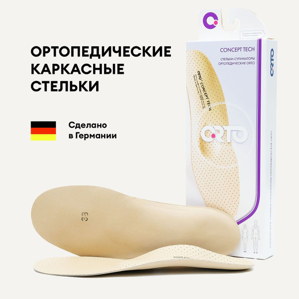 Тонкие ортопедические стельки ORTO Concept каркасные с большим валиком ...
