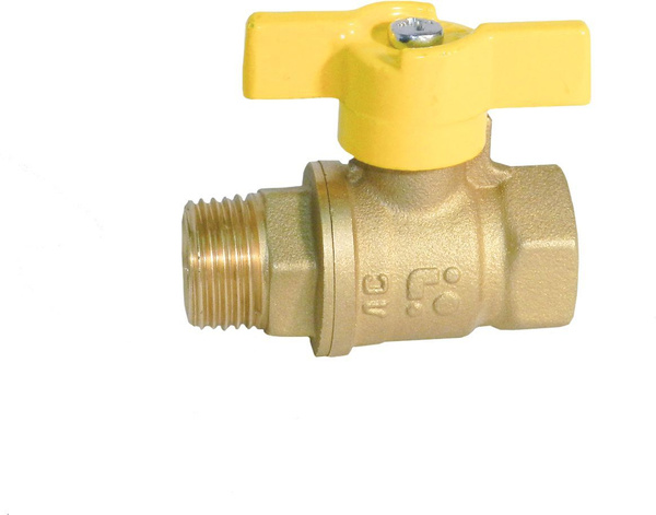 Кран газовый шаровой, 1/2" d15, гайка-штуцер, бабочка БАЗ - купить по ...