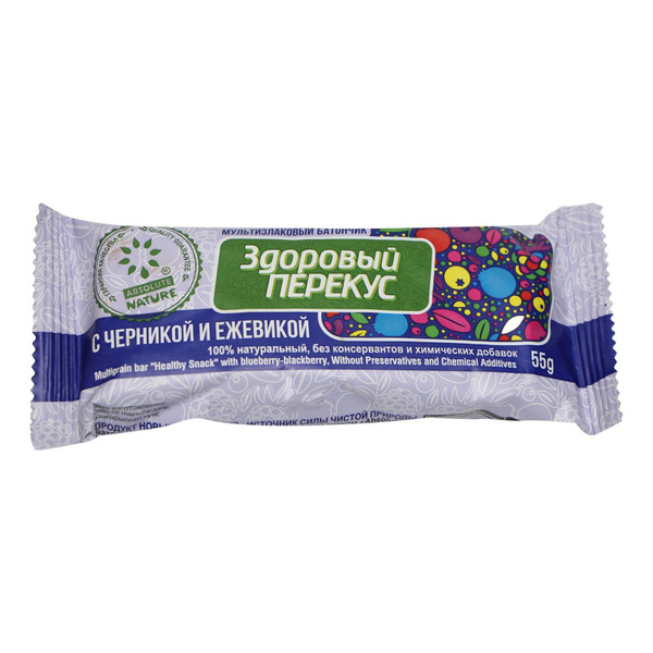Батончик-мюсли Absolute Nature Здоровый перекус мультизлаковый черника ...