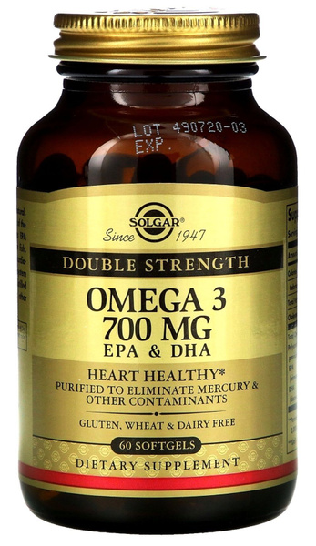 Solgar Omega-3 700 mg Double Strength with 600 mg EPA & DHA 60 softgels ...