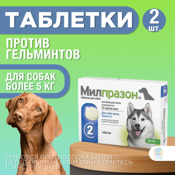 Милпразон таблетки для щенков и собак более5 кг - купить с доставкой по ...