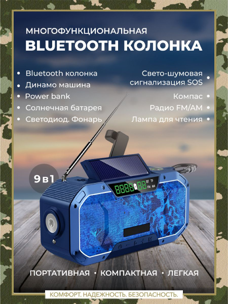 Радиоприёмник на солнечной батарее, с функцией беспроводной колонки ...