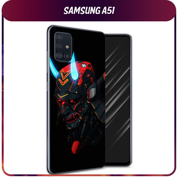 Силиконовый чехол на Samsung Galaxy A51 / Самсунг А51 "Неоновый самурай ...