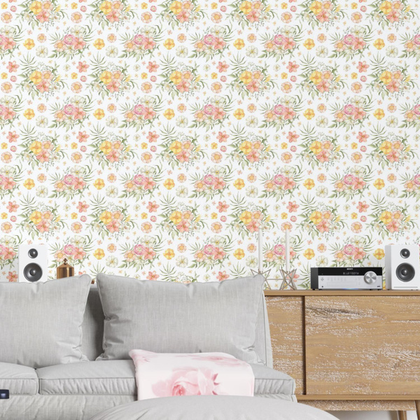 Цветочные бело-розовые обои decoracion 7211801 - купить по выгодной ...