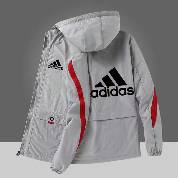 Ветровка Мужской adidas Карманы темно-серый Политекс, размер 52 Длинный ...