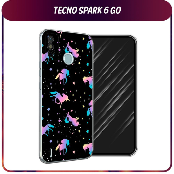 Силиконовый чехол на Tecno Spark 6 Go / Текно Спарк 6 Go "Единороги ...