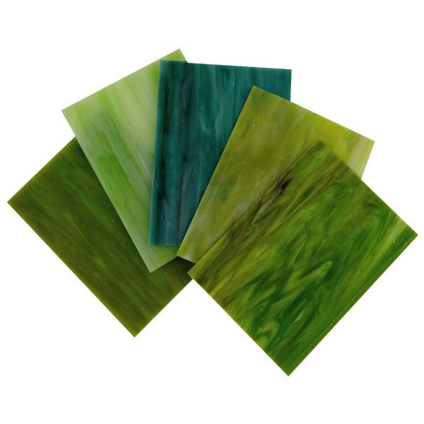 Цветное стекло для мозаики и витражей Тиффани Green Wood 5 шт. 11 на 15 ...