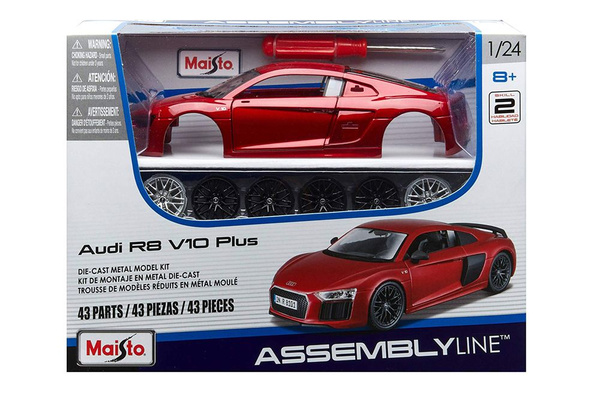 Модель сборная Audi R8 V10 plus / ауди Р8 красный (сборка без клея ...