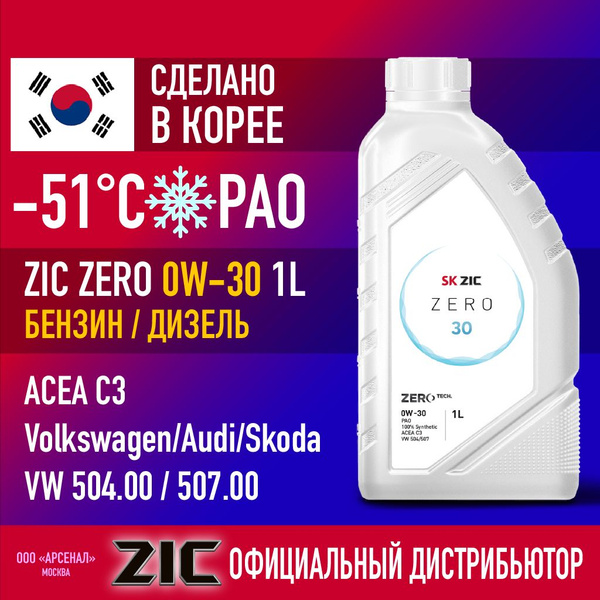 Масло моторное ZIC 0W-30 Синтетическое - купить в интернет-магазине ...