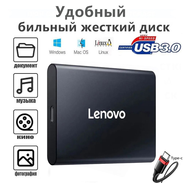 4 ТБ Внешний жесткий диск Lenovo LUI (fezx), черный - купить с ...