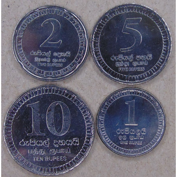 Шри-Ланка. Набор 4 монеты. 1, 2, 5, 10 рупий 2017 UNC - купить в ...