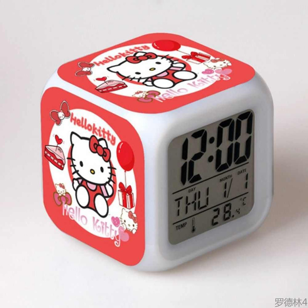 Маленький мини-светодиодный аниме-будильник Sanrio, 8 см, 7 цветных ...