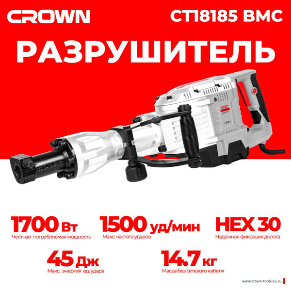 Отбойный молоток CROWN 1700 Вт 1500 уд/мин От сети купить по выгодной ...