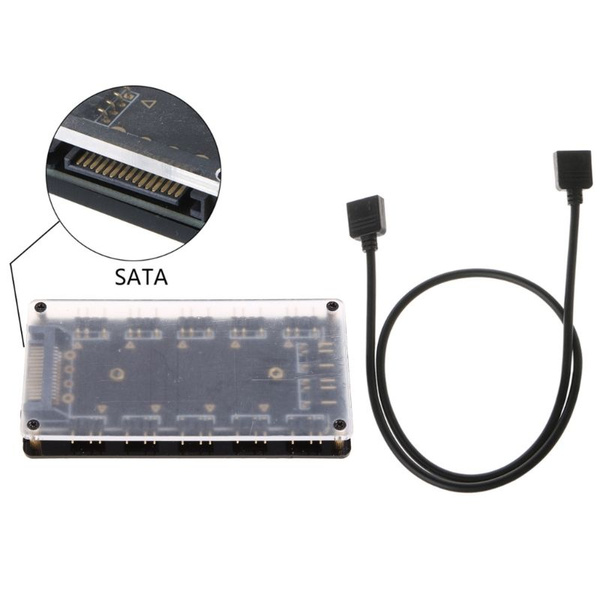 AURA SYNC 5 В 3-контактный RGB 10-разветвитель концентратора SATA Power ...