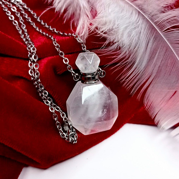 Аромакулон подвеска - каменная бутылочка, натуральный камень Белый ...