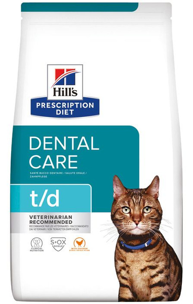 Hill's Prescription Diet t/d корм для кошек, с курицей - полноценный ...