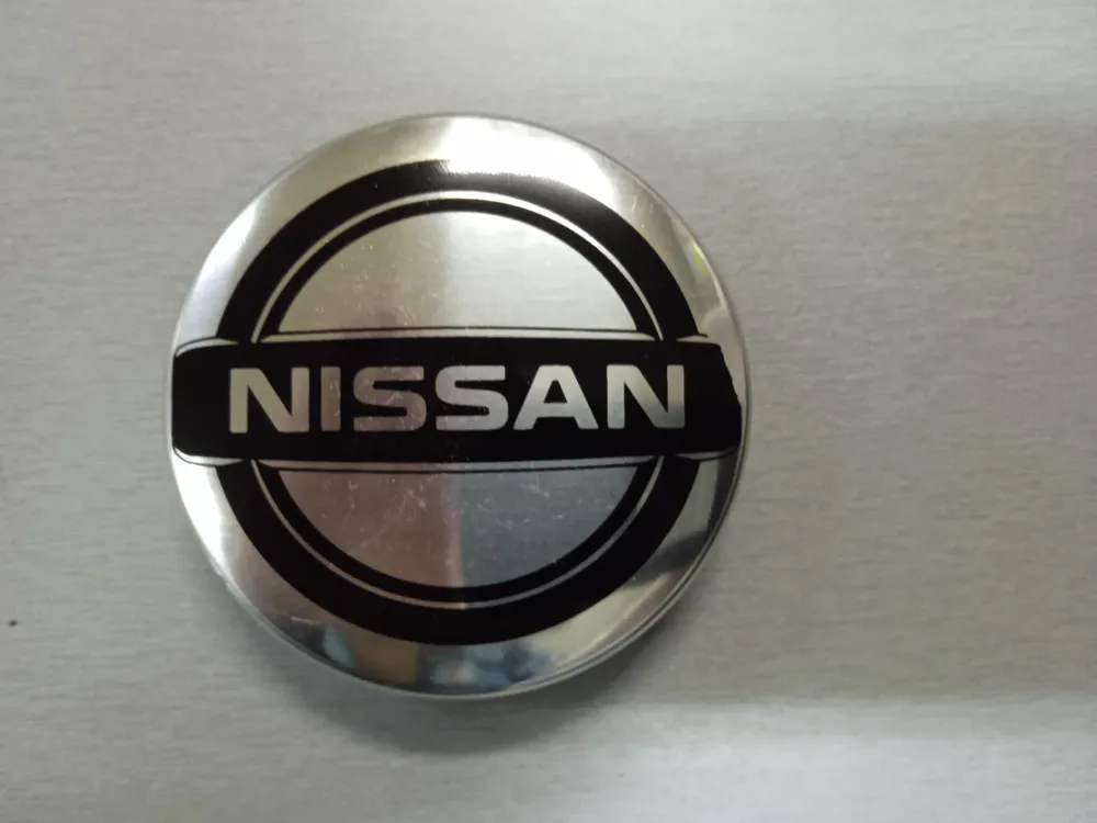 Колпачок ступицы литого диска заглушка крышки Nissan (комплект 4) логотип 68/64/15 мм (черный на хроме) #1