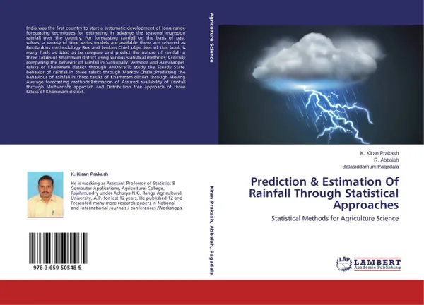 Обложка книги Prediction & Estimation Of Rainfall Through Statistical Approaches, K. Kiran Prakash,R. Abbaiah and Balasiddamuni Pagadala