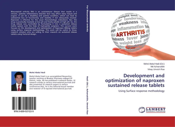 Обложка книги Development and optimization of naproxen sustained release tablets, Mohd Abdul Hadi,Md Azharuddin and Vinay Umesh Rao