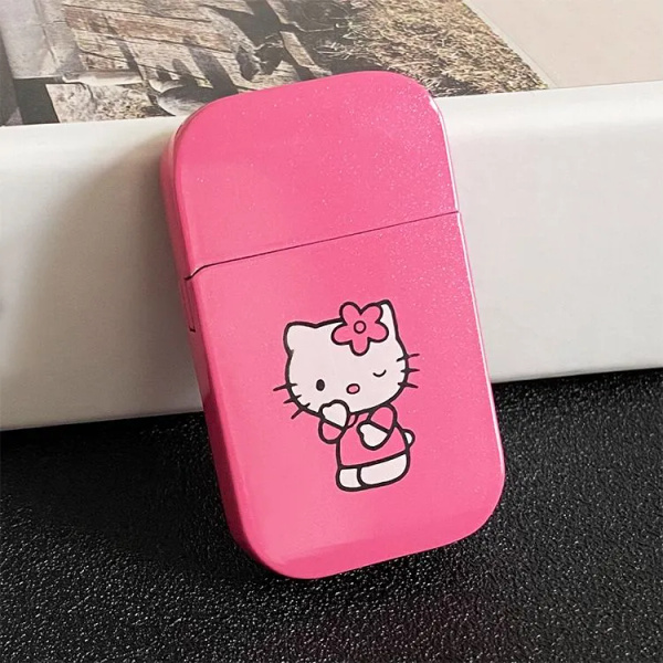 Зажигалка турбинная, газовая, розовая, женская, милая зажигалка hello ...