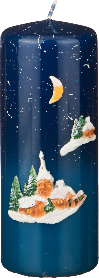 фото Свеча декоративная Adpal Зимний пейзаж, 348-574, 5,8 х 15 см