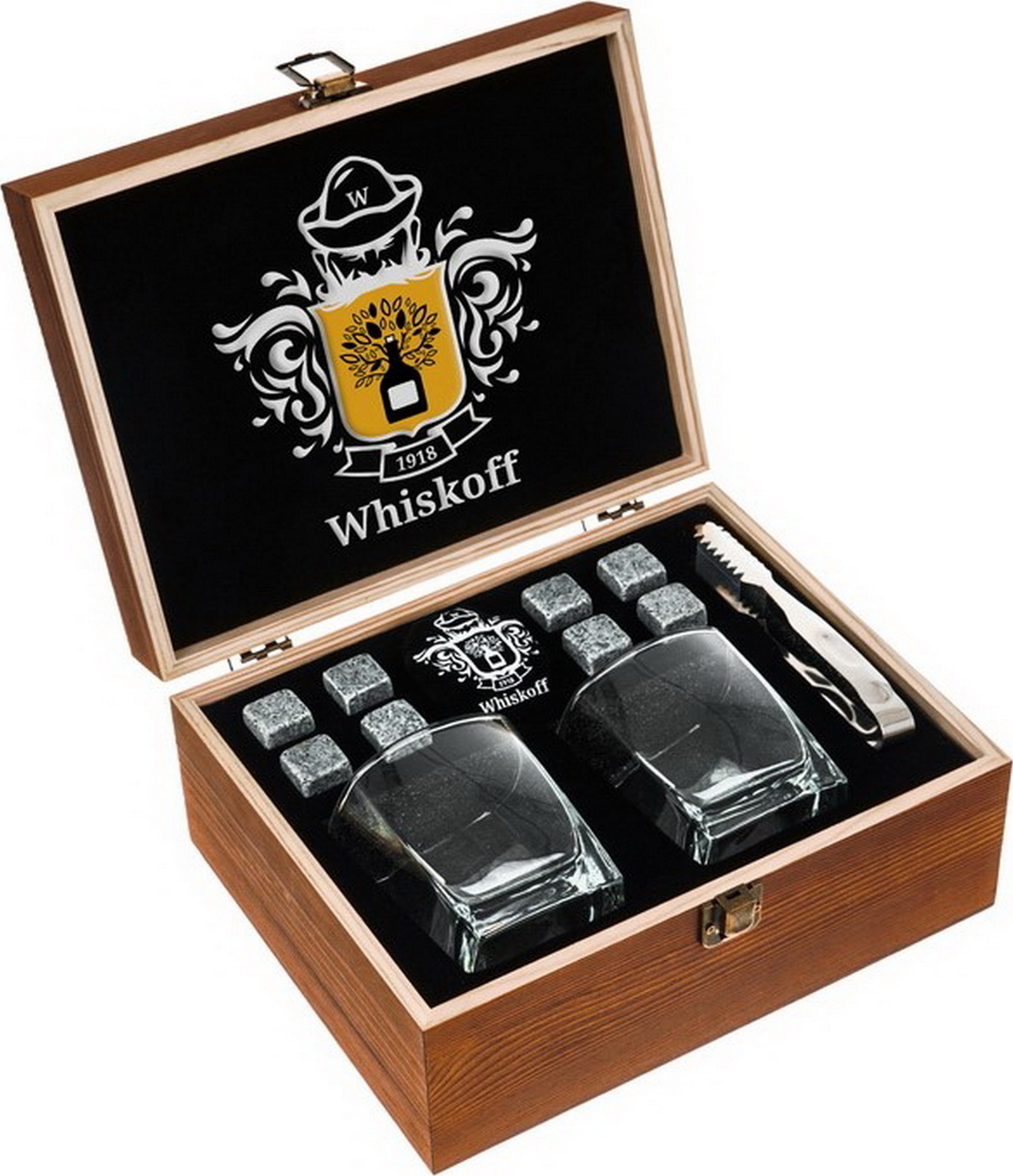 фото Подарочный набор бокалов для мужчины с камнями для охлаждения виски, коньяка, бренди от Whiskoff арт. W0017