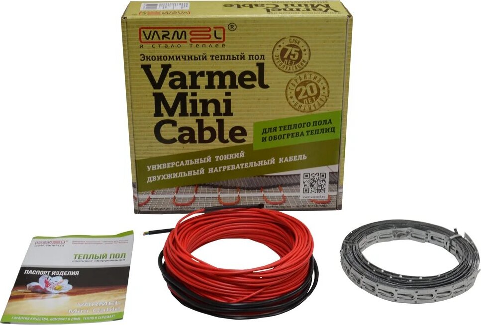 фото Кабель нагревательный тонкий для теплого пола Varmel Mini Cable 255 Вт, 1,25-2 кв.м