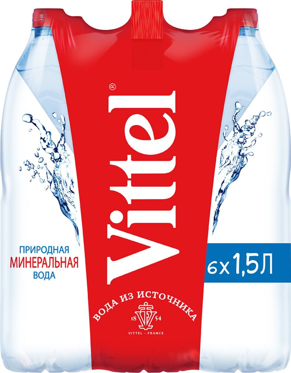 Вода минеральная питьевая Vittel (Виттель) 6 шт по 1,5 л