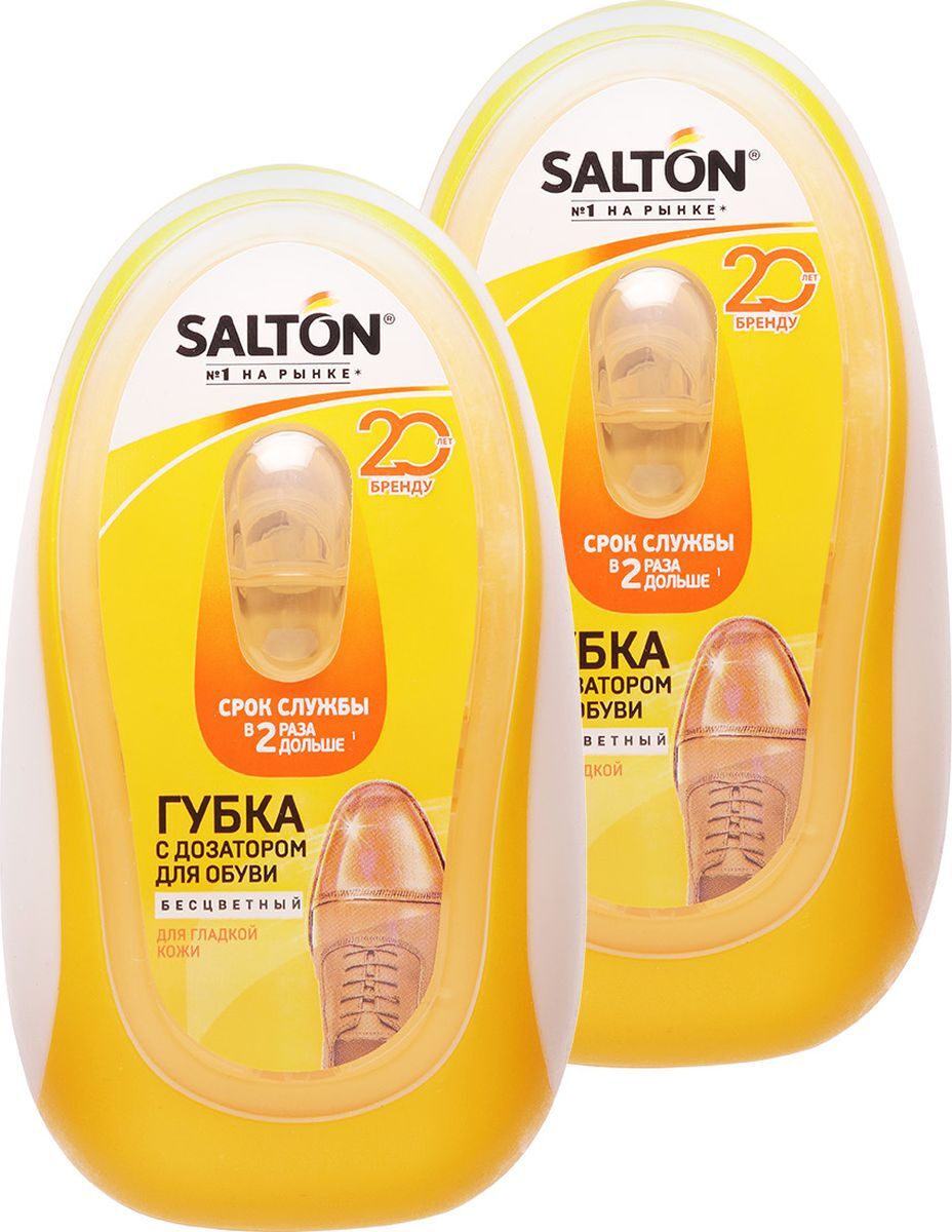 Губка для обуви Salton с дозатором из гладкой кожи, бесцветная, 2 шт ...