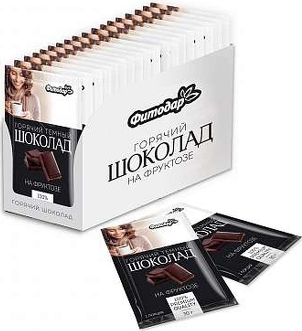 Горячий шоколад Фитодар, темный, на фруктозе, порционный, 20 шт по 30 г ...