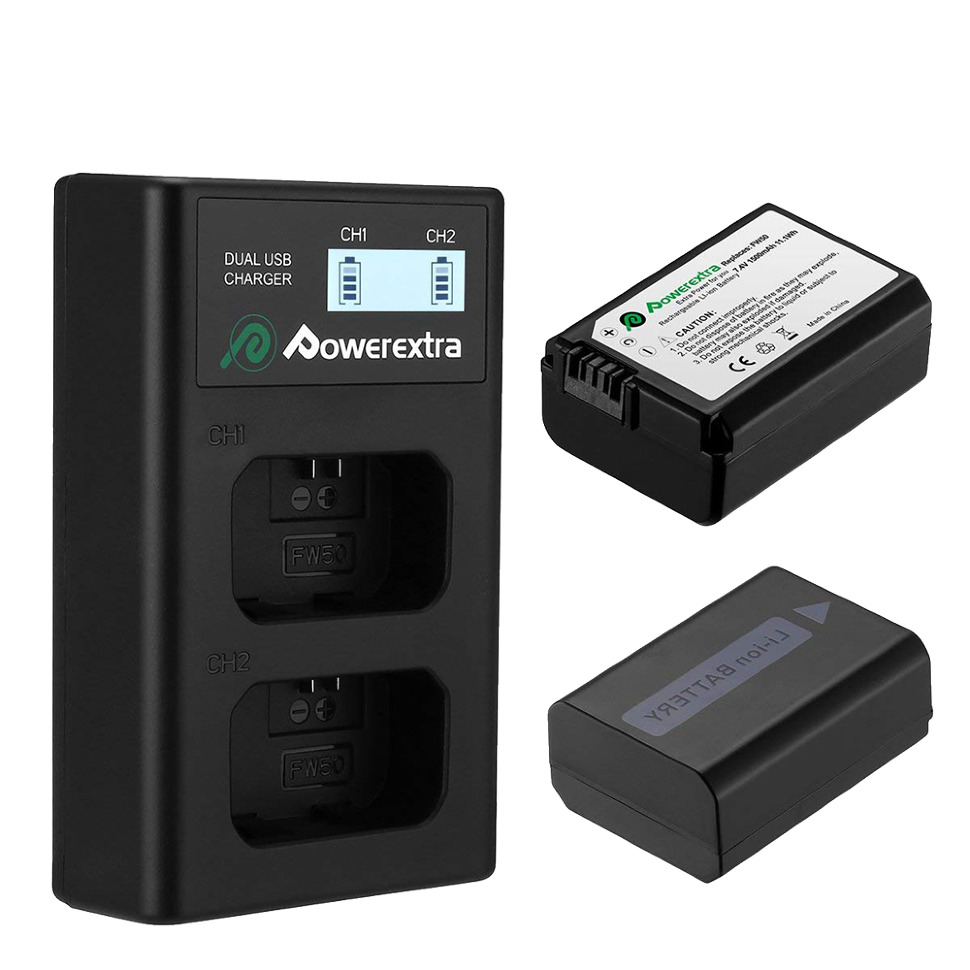 2 аккумулятора  зарядное устройство powerextra npfw50