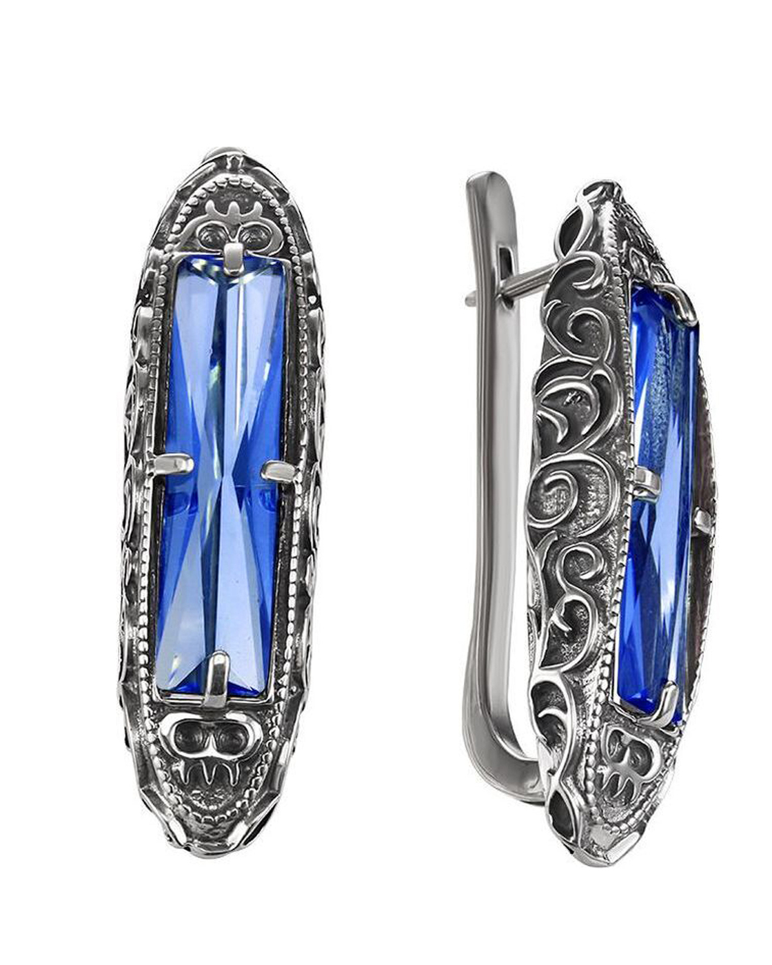 Самородок Серьги из серебра с сапфиром — купить в интернет-магазине ...