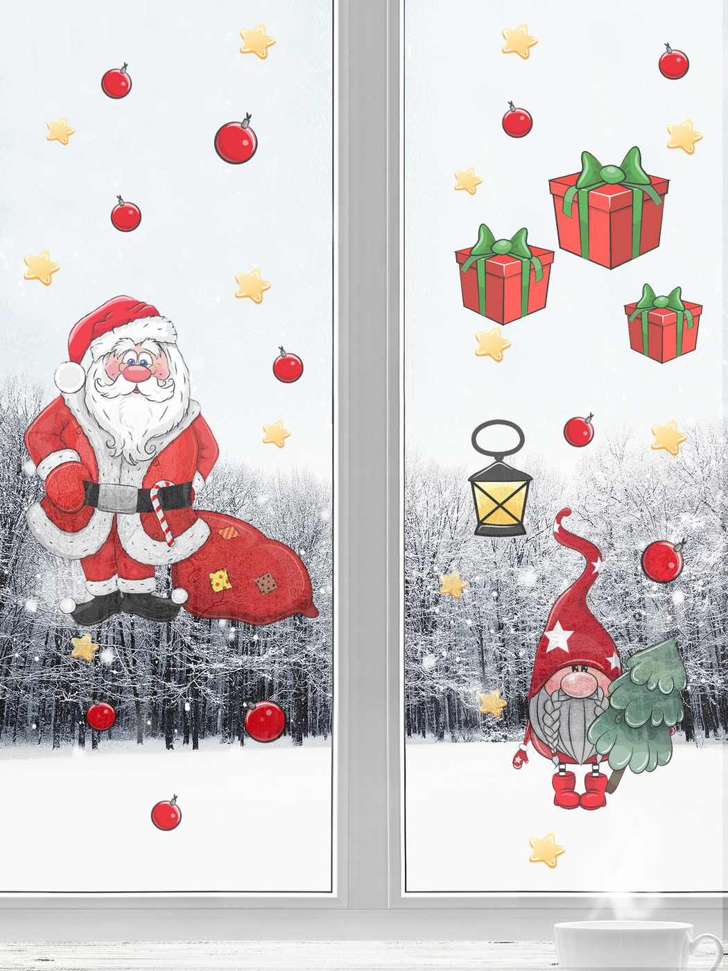 Новогодние наклейки на окна Ozon