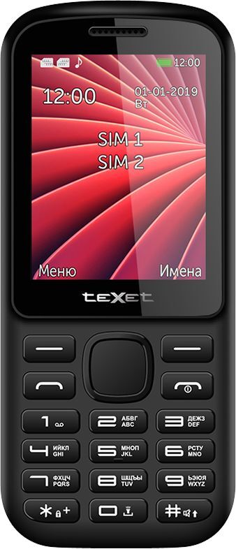 Мобильный телефон Texet TM-218, черный, красный - купить по выгодной ...