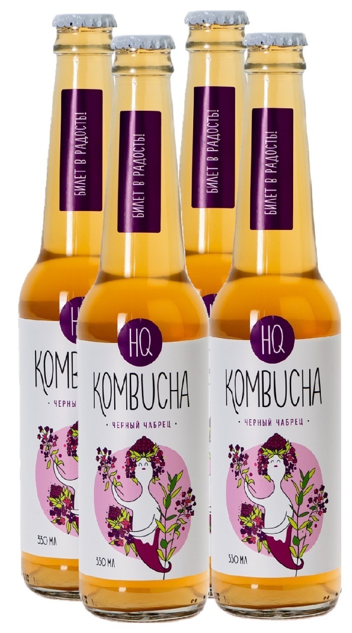 Напиток живой HQ Kombucha "Черный с чабрецом" - Комбуча живая с цветами ...