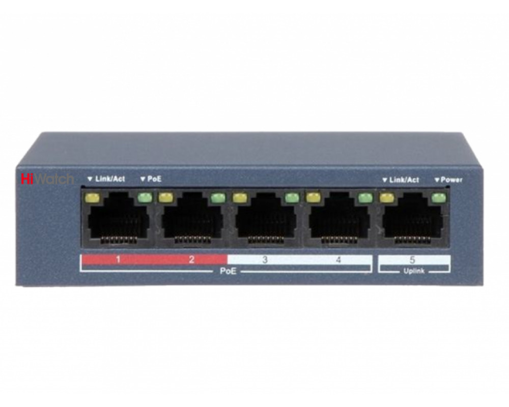 КоммутаторHiWatchPOEDS-S504P(B)4x10/100MPoE,